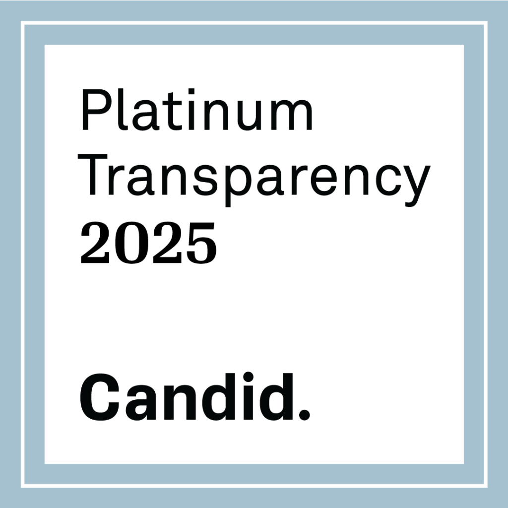 A white graphic with a grey border. Text reads: Platinum Transparency 2025. Candid.